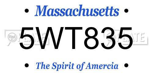 5WT835 Massachusetts License Plate