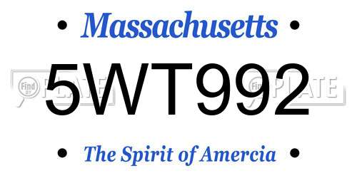 5WT992 Massachusetts License Plate