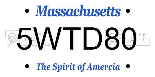 5WTD80 Massachusetts License Plate