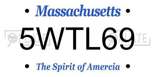 5WTL69 Massachusetts License Plate