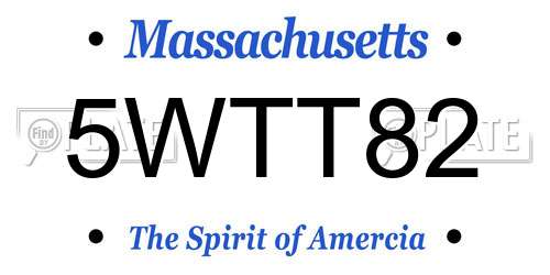5WTT82 Massachusetts License Plate