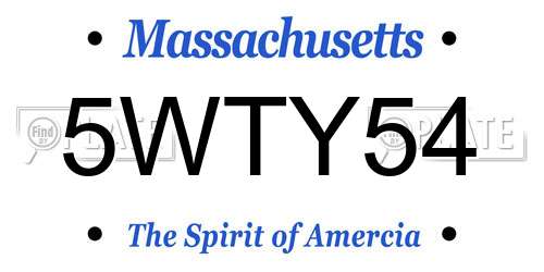 5WTY54 Massachusetts License Plate
