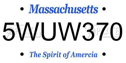 5WUW370 Massachusetts License Plate