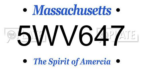 5WV647 Massachusetts License Plate