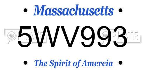 5WV993 Massachusetts License Plate