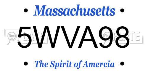 5WVA98 Massachusetts License Plate