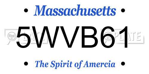 5WVB61 Massachusetts License Plate
