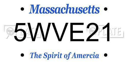 5WVE21 Massachusetts License Plate