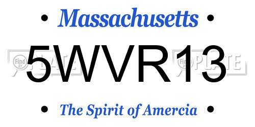 5WVR13 Massachusetts License Plate
