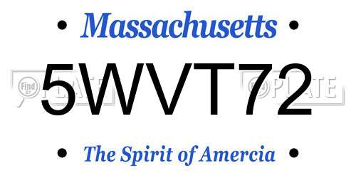 5WVT72 Massachusetts License Plate