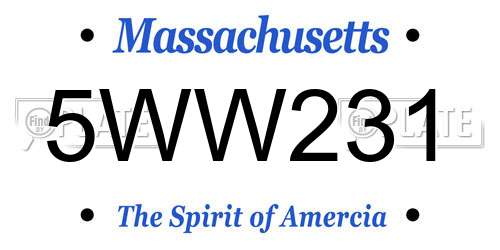 5WW231 Massachusetts License Plate