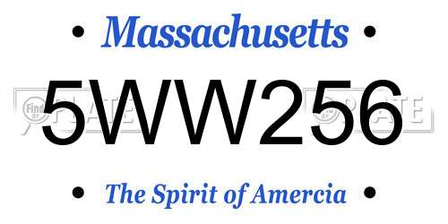 5WW256 Massachusetts License Plate
