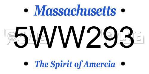 5WW293 Massachusetts License Plate