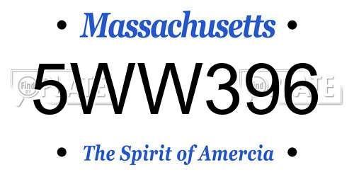5WW396 Massachusetts License Plate