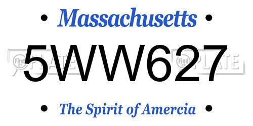 5WW627 Massachusetts License Plate