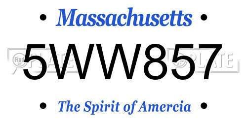 5WW857 Massachusetts License Plate