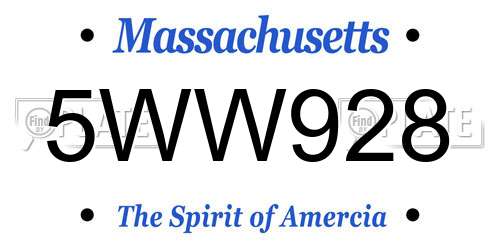 5WW928 Massachusetts License Plate