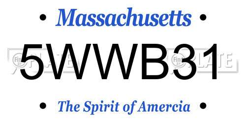 5WWB31 Massachusetts License Plate