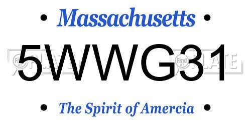 5WWG31 Massachusetts License Plate