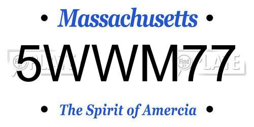 5WWM77 Massachusetts License Plate
