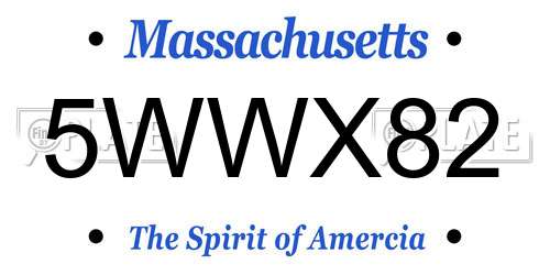 5WWX82 Massachusetts License Plate