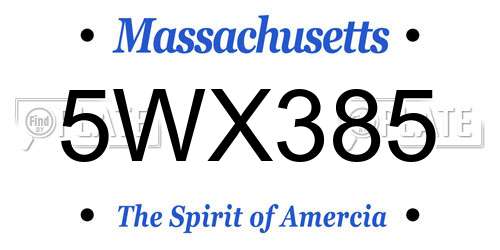 5WX385 Massachusetts License Plate