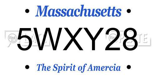 5WXY28 Massachusetts License Plate