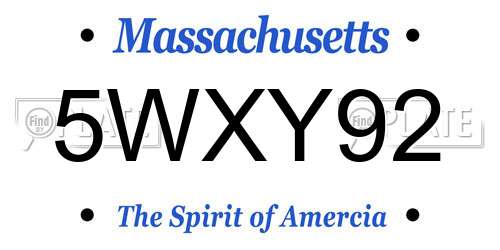 5WXY92 Massachusetts License Plate