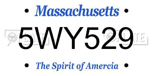 5WY529 Massachusetts License Plate