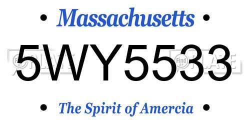 5WY5533 Massachusetts License Plate