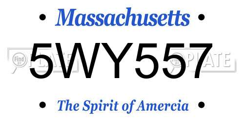 5WY557 Massachusetts License Plate