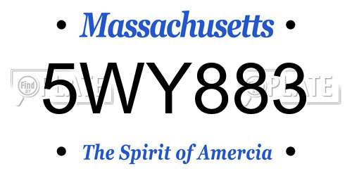 5WY883 Massachusetts License Plate