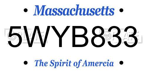 5WYB833 Massachusetts License Plate