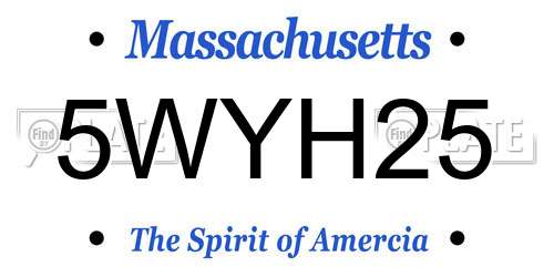 5WYH25 Massachusetts License Plate