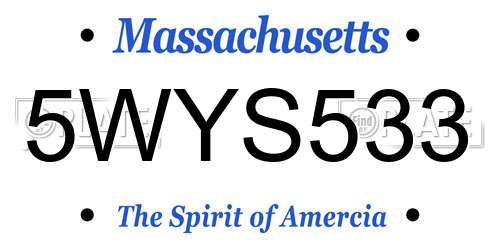 5WYS533 Massachusetts License Plate