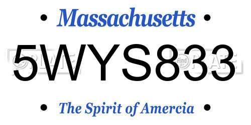 5WYS833 Massachusetts License Plate