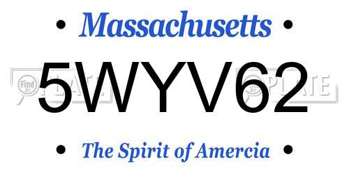 5WYV62 Massachusetts License Plate