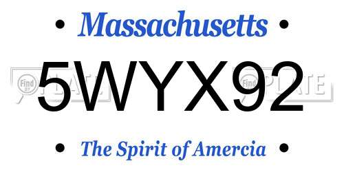 5WYX92 Massachusetts License Plate