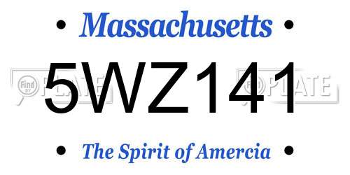 5WZ141 Massachusetts License Plate