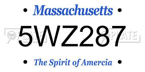 5WZ287 Massachusetts License Plate