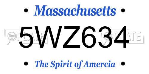 5WZ634 Massachusetts License Plate