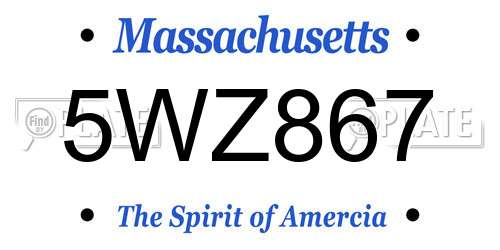 5WZ867 Massachusetts License Plate