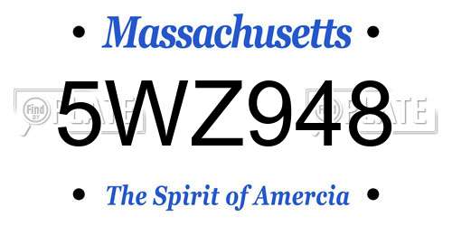 5WZ948 Massachusetts License Plate
