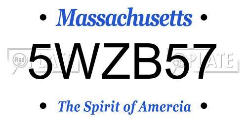 5WZB57 Massachusetts License Plate