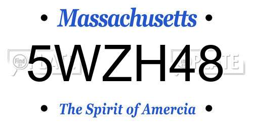 5WZH48 Massachusetts License Plate