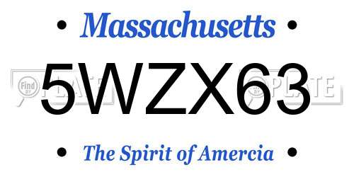 5WZX63 Massachusetts License Plate