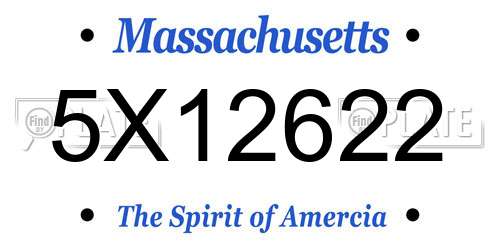 5X12622 Massachusetts License Plate