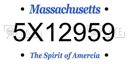 5X12959 Massachusetts License Plate