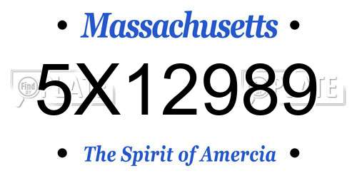5X12989 Massachusetts License Plate