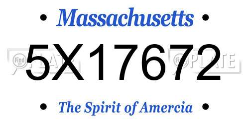 5X17672 Massachusetts License Plate